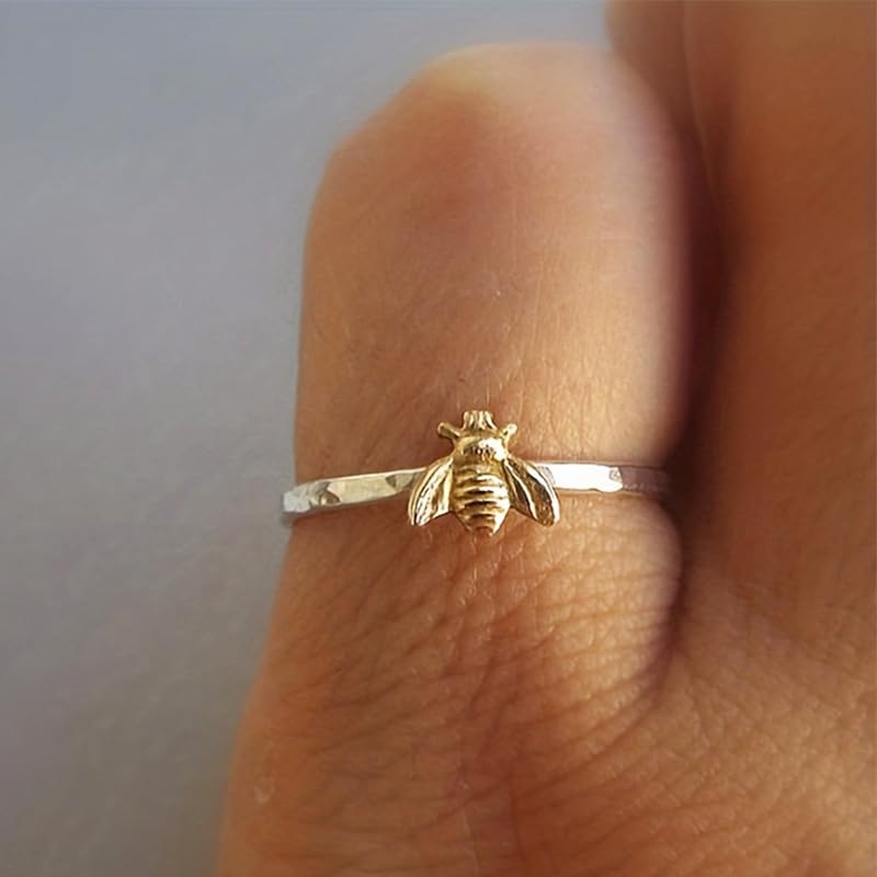 Metmejiao Fashion Cute Gold Bee Ring for Women Finger Wrap Around Craft Handmade Animal Lucky Honey Bee Knuckle Ring (7) - Image 4